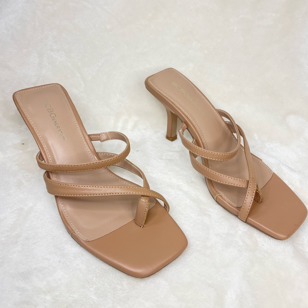 BCBGENERATION Women's Mosina Strappy‎ Sandal TAN LEATHER 7.5M (G 773) - Picture 7 of 11